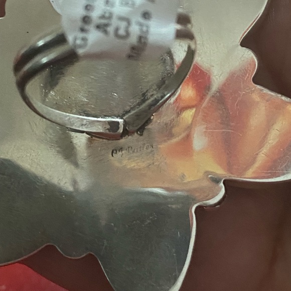 Native M&S statement CJ butler green onyx abalone sterling ring - Picture 5 of 6